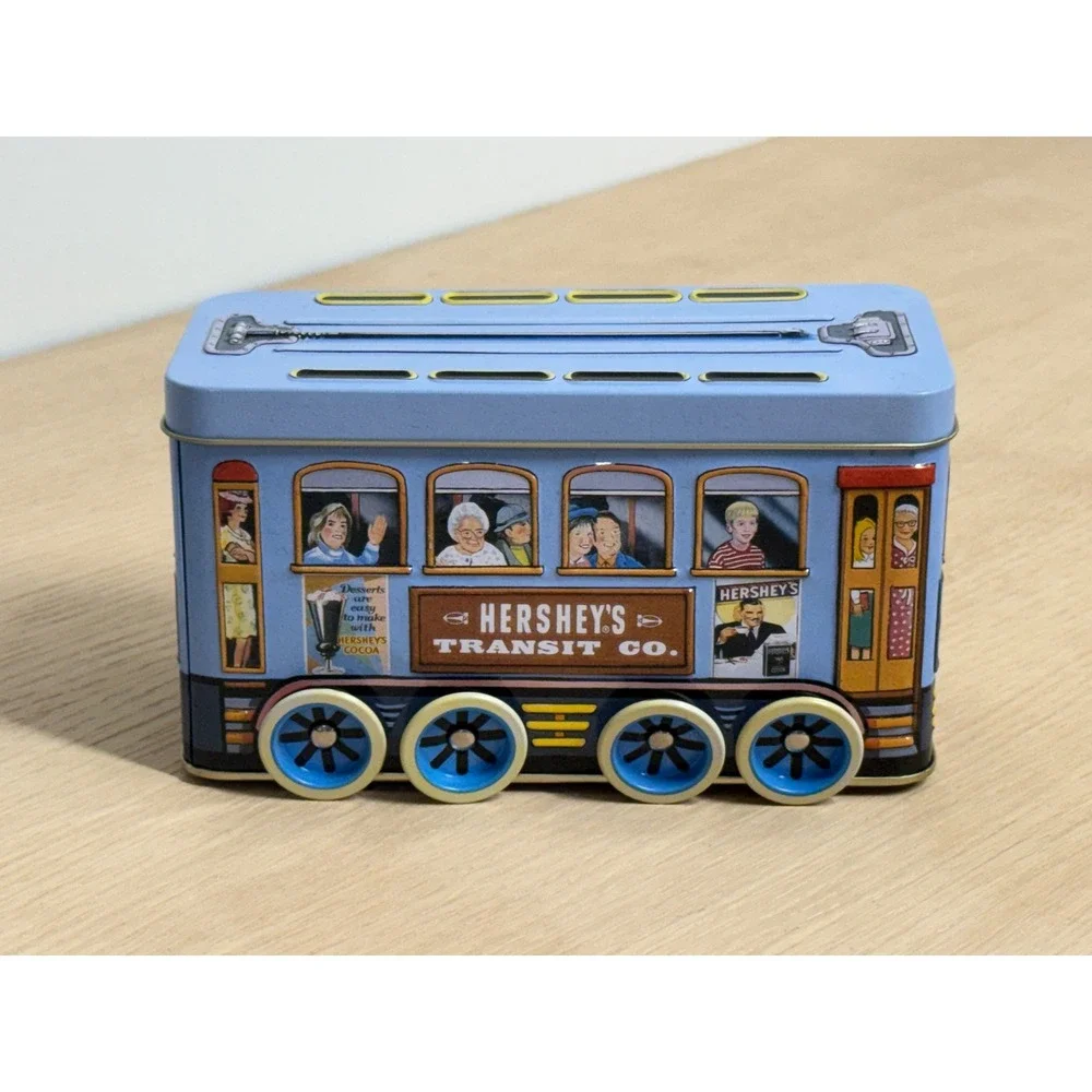 Hershey's Vehicle Series Canister 2 Trolley Tin Blue Vintage Advertising 2000